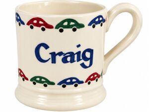 Emma Bridgewater Craig Personalized Name Cars 1/2 Pint Ceramic Coffee Mug